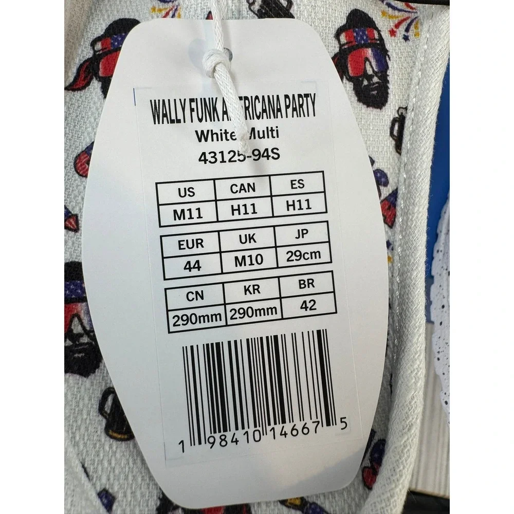Hey Dude Wally Funk Americana Party Mens Shoes White USA Slip On Comfort Size 11